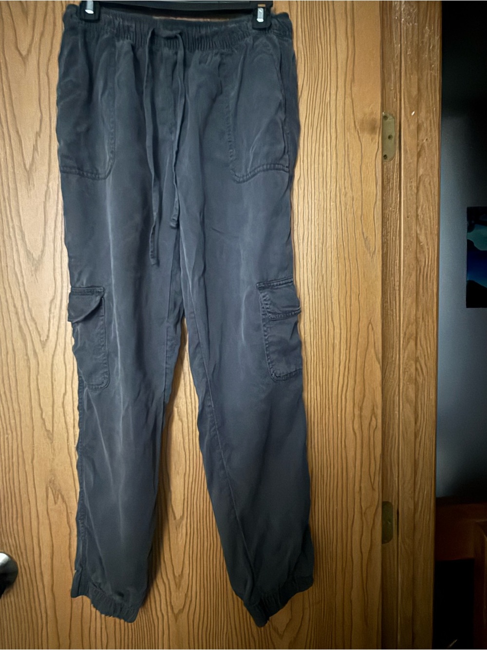 Women’s Black Cargo Jogger Pants with Drawstring Waist